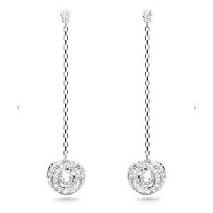SWAR0VSKI Crystal Generation Drop Earrings White, Rhodium Plated 5636515
